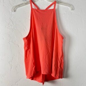 Prana Tank Top Knit Shirt Epiquator Hyper Coral Orange Pink Flowy Slit Back Yoga